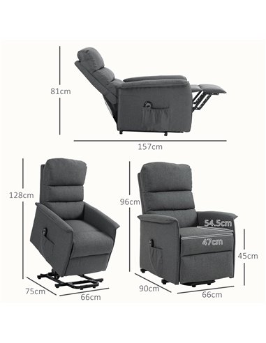 HOMCOM Electric Power Lift Recliner Chair with Spring Pack Seat, Fabric Recliner Armchair for Elderly with Footrest, Pockets 713
