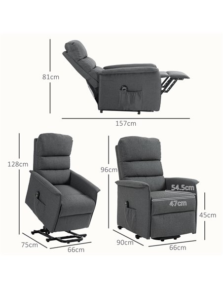 HOMCOM Electric Power Lift Recliner Chair with Spring Pack Seat, Fabric Recliner Armchair for Elderly with Footrest, Pockets 713 - pic 91156 | FastDaddyshop