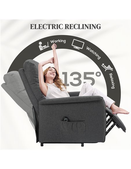HOMCOM Electric Power Lift Recliner Chair with Spring Pack Seat, Fabric Recliner Armchair for Elderly with Footrest, Pockets 713 - pic 91158 | FastDaddyshop