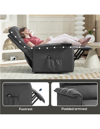 HOMCOM Electric Power Lift Recliner Chair with Spring Pack Seat, Fabric Recliner Armchair for Elderly with Footrest, Pockets 713