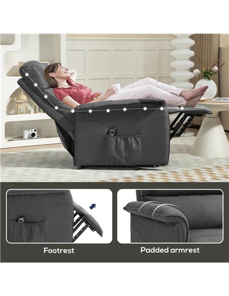 HOMCOM Electric Power Lift Recliner Chair with Spring Pack Seat, Fabric Recliner Armchair for Elderly with Footrest, Pockets 713 - pic 91161 | FastDaddyshop