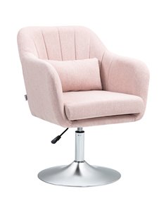 Arm Chairs Accent Chair for Living Room HOMCOM Contemporary Vanity Armchair with Adjustable Height Thick Cushion, Pink 833-757V7