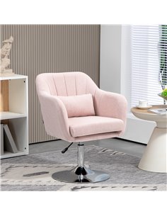 Arm Chairs Accent Chair for Living Room HOMCOM Contemporary Vanity Armchair with Adjustable Height Thick Cushion, Pink 833-757V7 2