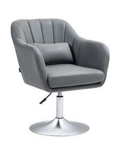 Arm Chairs Accent Chair for Living Room HOMCOM Contemporary Vanity Armchair with Adjustable Height Thick Cushion, Grey 833-757V7