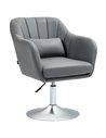 Arm Chairs Accent Chair for Living Room HOMCOM Contemporary Vanity Armchair with Adjustable Height Thick Cushion, Grey 833-757V7