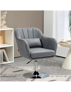 Arm Chairs Accent Chair for Living Room HOMCOM Contemporary Vanity Armchair with Adjustable Height Thick Cushion, Grey 833-757V7 2