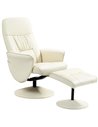 Swivel Recliner Chair with Footstool, HOMCOM PU Leather Armchair and Ottoman with High Back and Round Base for Living Room, Crea