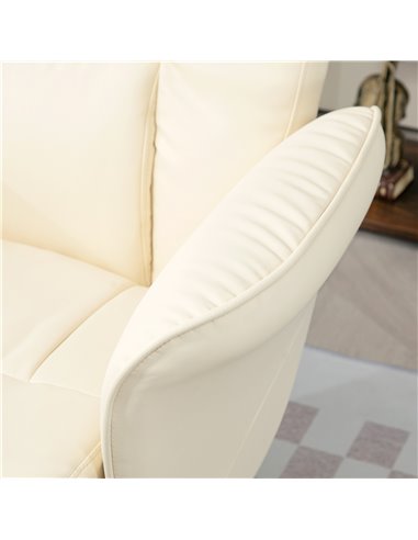 Swivel Recliner Chair with Footstool, HOMCOM PU Leather Armchair and Ottoman with High Back and Round Base for Living Room, Crea