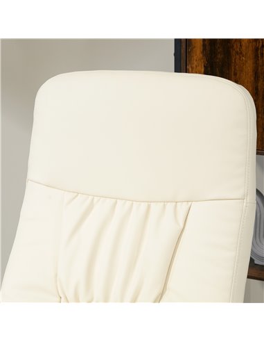 Swivel Recliner Chair with Footstool, HOMCOM PU Leather Armchair and Ottoman with High Back and Round Base for Living Room, Crea