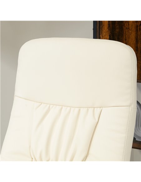 Swivel Recliner Chair with Footstool, HOMCOM PU Leather Armchair and Ottoman with High Back and Round Base for Living Room, Crea - pic 91197 | FastDaddyshop