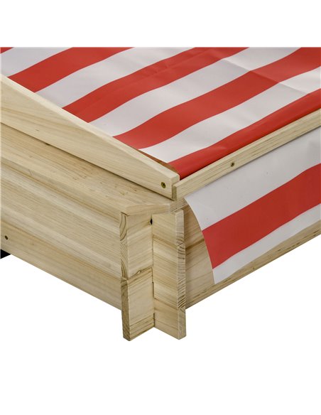Outsunny Kids Wooden Sandbox, Covered Children Sand Playset Outdoor, w/ Adjustable Canopy Shade, Aged 3-8 Years Old, for Backyar - pic 9120 | FastDaddyshop