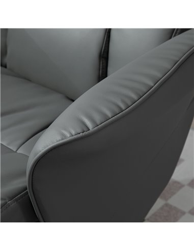 Swivel Recliner Chair with Footstool, HOMCOM PU Leather Armchair and Ottoman with High Back and Round Base for Living Room, Grey