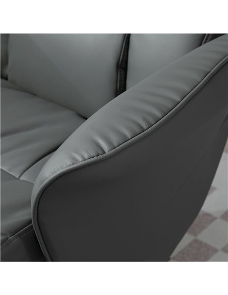 Swivel Recliner Chair with Footstool, HOMCOM PU Leather Armchair and Ottoman with High Back and Round Base for Living Room, Grey - pic 91215 | FastDaddyshop
