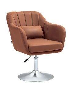 HOMCOM Swivel Accent Chair for Living Room Contemporary Vanity Armchair with Adjustable Height Thick Cushion Lumbar Support Armr