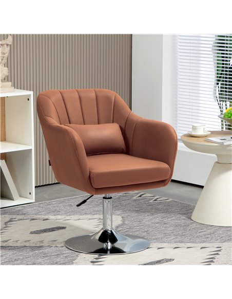 HOMCOM Swivel Accent Chair for Living Room Contemporary Vanity Armchair with Adjustable Height Thick Cushion Lumbar Support Armr - pic 91218 | FastDaddyshop
