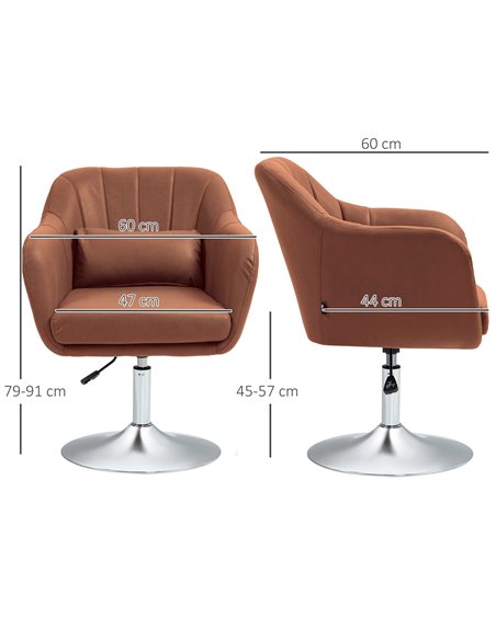 HOMCOM Swivel Accent Chair for Living Room Contemporary Vanity Armchair with Adjustable Height Thick Cushion Lumbar Support Armr - pic 91219 | FastDaddyshop