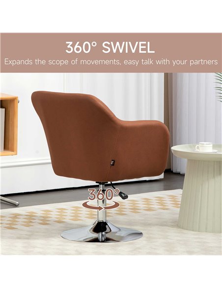 HOMCOM Swivel Accent Chair for Living Room Contemporary Vanity Armchair with Adjustable Height Thick Cushion Lumbar Support Armr - pic 91221 | FastDaddyshop