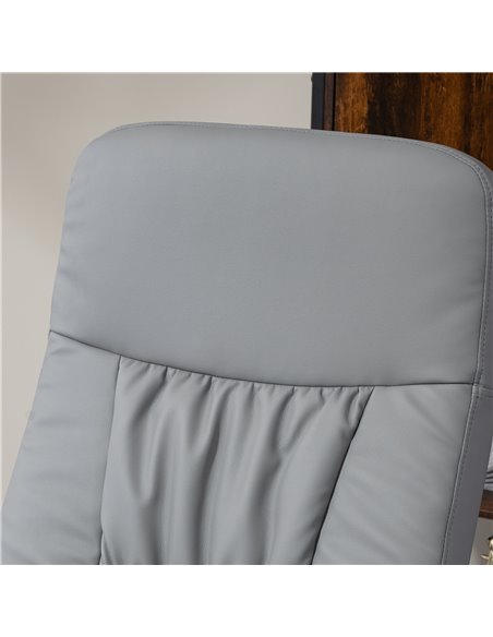 Swivel Recliner Chair with Footstool, HOMCOM PU Leather Armchair and Ottoman with High Back and Round Base for Living Room, Ligh - pic 91232 | FastDaddyshop