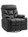 HOMCOM Manual Reclining Chair, Recliner Armchair with Swivel, Faux Leather, Footrest, Cup Holders, 86x93x102cm, Black 839-638V70