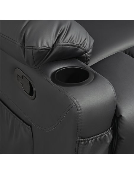 HOMCOM Manual Reclining Chair, Recliner Armchair with Swivel, Faux Leather, Footrest, Cup Holders, 86x93x102cm, Black 839-638V70 - pic 91243 | FastDaddyshop