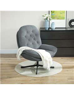 HOMCOM Armchair with 360 Degree Swivel and Wide Padded Seat, Upholstered Accent Chair with Water-Repellent Chenille Fabric Occas 2