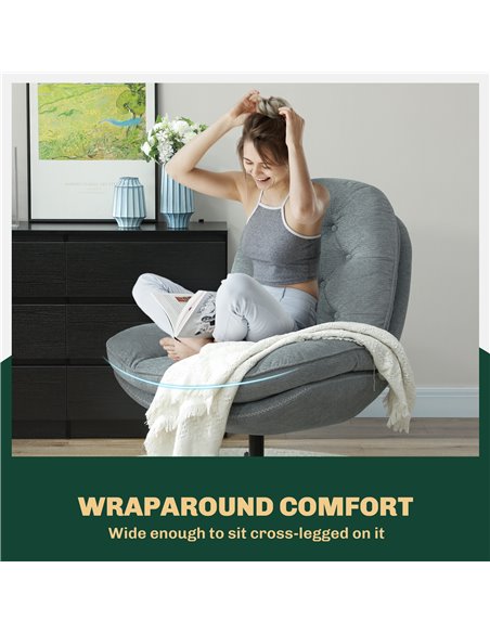 HOMCOM Armchair with 360 Degree Swivel and Wide Padded Seat, Upholstered Accent Chair with Water-Repellent Chenille Fabric Occas - pic 91248 | FastDaddyshop