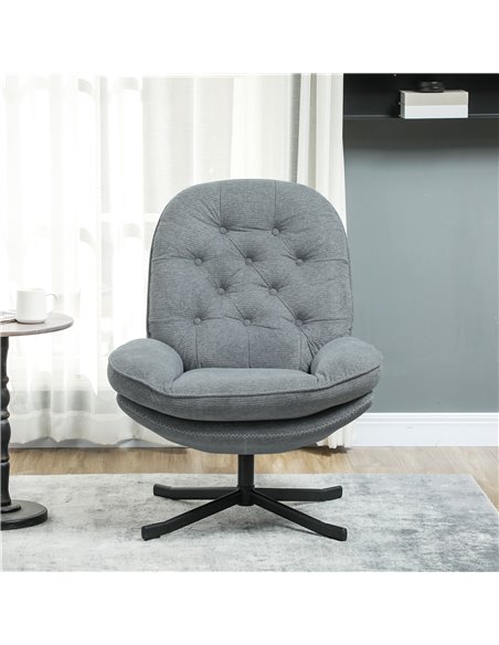 HOMCOM Armchair with 360 Degree Swivel and Wide Padded Seat, Upholstered Accent Chair with Water-Repellent Chenille Fabric Occas - pic 91250 | FastDaddyshop