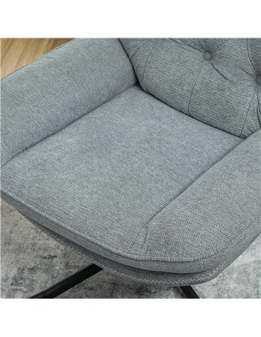 HOMCOM Armchair with 360 Degree Swivel and Wide Padded Seat, Upholstered Accent Chair with Water-Repellent Chenille Fabric Occas