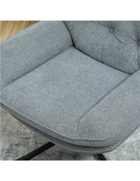 HOMCOM Armchair with 360 Degree Swivel and Wide Padded Seat, Upholstered Accent Chair with Water-Repellent Chenille Fabric Occas - pic 91252 | FastDaddyshop