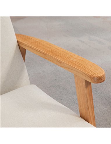 HOMCOM Fabric Accent Chair for Living Room, Arm Chair with Rubber Wood Frame and Padded Cushion, Cream White 835-288V71CW