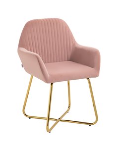 HOMCOM Modern Arm Chair Upholstered Accent Chair with Metal Base for Living Room Pink 839-128V72PK