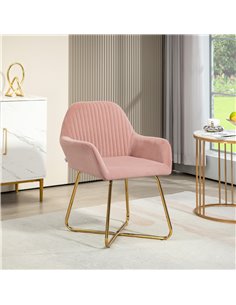 HOMCOM Modern Arm Chair Upholstered Accent Chair with Metal Base for Living Room Pink 839-128V72PK 2