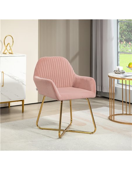 HOMCOM Modern Arm Chair Upholstered Accent Chair with Metal Base for Living Room Pink 839-128V72PK - pic 91362 | FastDaddyshop