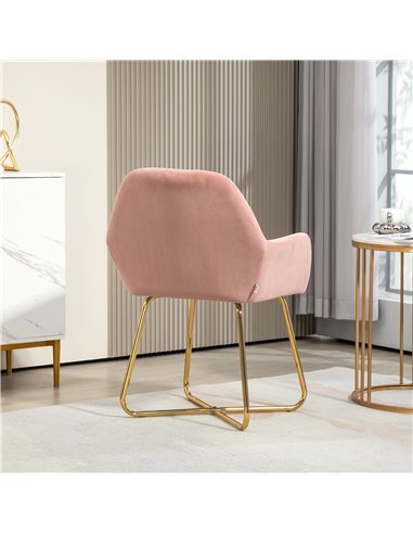 HOMCOM Modern Arm Chair Upholstered Accent Chair with Metal Base for Living Room Pink 839-128V72PK