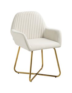 HOMCOM Modern Arm Chair Upholstered Accent Chair with Metal Base for Living Room Cream White 839-128V72CW