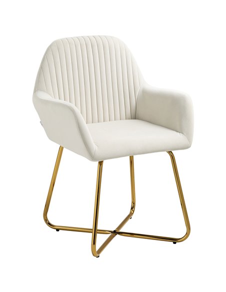 HOMCOM Modern Arm Chair Upholstered Accent Chair with Metal Base for Living Room Cream White 839-128V72CW - pic 91370 | FastDaddyshop