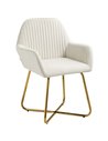HOMCOM Modern Arm Chair Upholstered Accent Chair with Metal Base for Living Room Cream White 839-128V72CW