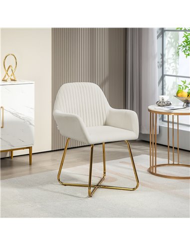 HOMCOM Modern Arm Chair Upholstered Accent Chair with Metal Base for Living Room Cream White 839-128V72CW