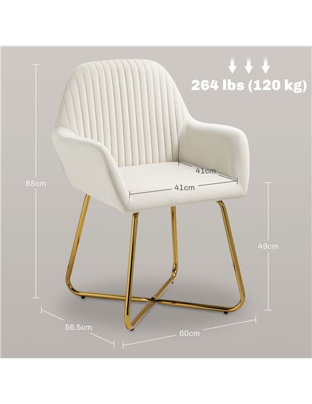 HOMCOM Modern Arm Chair Upholstered Accent Chair with Metal Base for Living Room Cream White 839-128V72CW - pic 91372 | FastDaddyshop