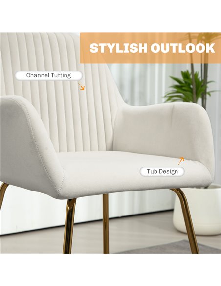 HOMCOM Modern Arm Chair Upholstered Accent Chair with Metal Base for Living Room Cream White 839-128V72CW - pic 91373 | FastDaddyshop