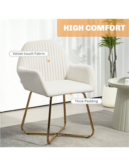 HOMCOM Modern Arm Chair Upholstered Accent Chair with Metal Base for Living Room Cream White 839-128V72CW - pic 91374 | FastDaddyshop