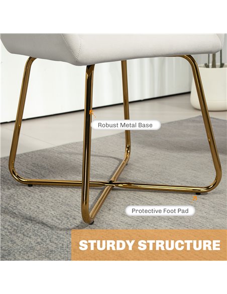 HOMCOM Modern Arm Chair Upholstered Accent Chair with Metal Base for Living Room Cream White 839-128V72CW - pic 91375 | FastDaddyshop