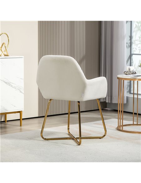 HOMCOM Modern Arm Chair Upholstered Accent Chair with Metal Base for Living Room Cream White 839-128V72CW - pic 91376 | FastDaddyshop