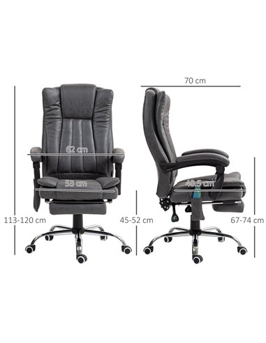 Vinsetto Six-Point Massage Chair, with Heat and Footrest - Dark Grey 921-246V71CG