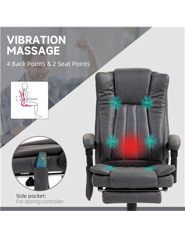Vinsetto Six-Point Massage Chair, with Heat and Footrest - Dark Grey 921-246V71CG