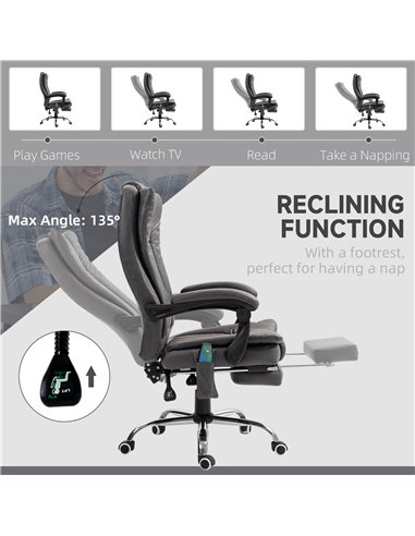 Vinsetto Six-Point Massage Chair, with Heat and Footrest - Dark Grey 921-246V71CG