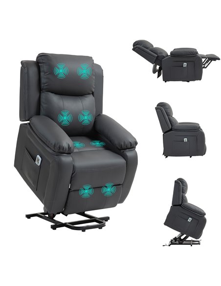 HOMCOM Electric Power Lift Recliner Chair Vibration Massage Reclining Chair with Remote Control and Side Pocket, Dark Grey 713-0 - pic 91397 | FastDaddyshop