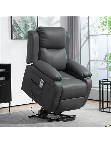 HOMCOM Electric Power Lift Recliner Chair Vibration Massage Reclining Chair with Remote Control and Side Pocket, Dark Grey 713-0 - pic 91398 | FastDaddyshop