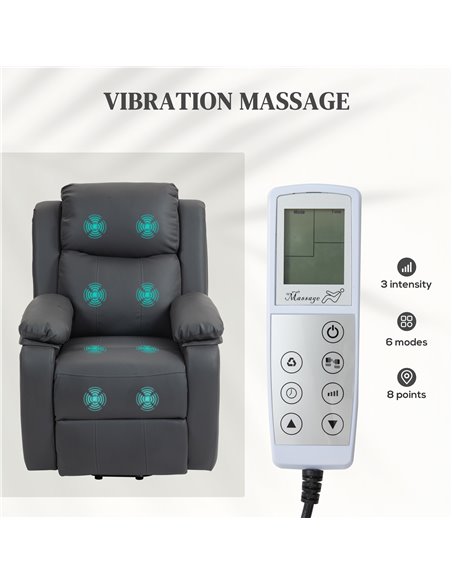 HOMCOM Electric Power Lift Recliner Chair Vibration Massage Reclining Chair with Remote Control and Side Pocket, Dark Grey 713-0 - pic 91401 | FastDaddyshop