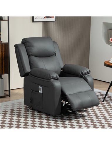 HOMCOM Electric Power Lift Recliner Chair Vibration Massage Reclining Chair with Remote Control and Side Pocket, Dark Grey 713-0